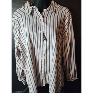 Lee Women's Shirt SZ XXL Fall No Gap Snap Button 100% Cotton Striped Top Blouse